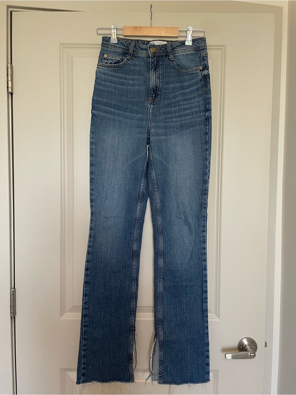 Zara High-Rise Raw Split Hem Jeans